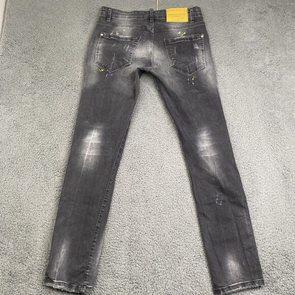 Dsquared2 Jeans Mens 30 Black Distressed Paint Splatter Slim Fit Made in Italy - Picture 12 of 15